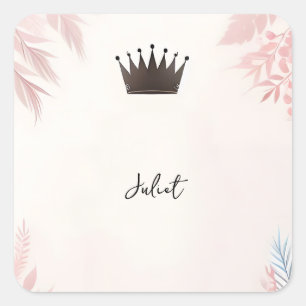 Long Tulle Regal Glam Blush Pink Bridal Shower Square Sticker