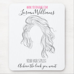 Long wavy hair  Hairstyling branding Mouse Mat