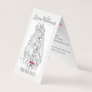 Long wavy hair with a bow Hairstyling appointment Business Card