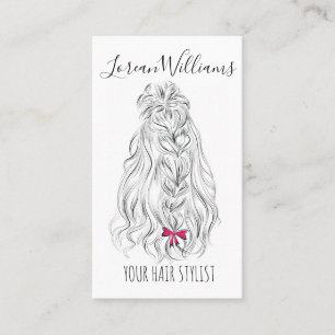 Long wavy hair with a bow Hairstyling branding Business Card