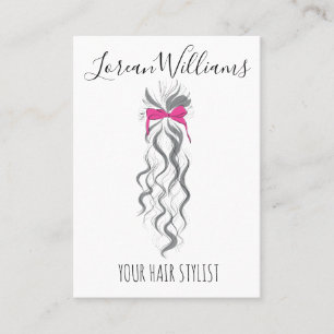 Long wavy hair with a bow  Hairstyling branding Business Card