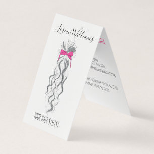 Long wavy hair with a bow Hairstyling branding Business Card