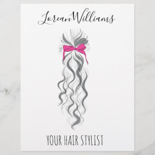 Long wavy hair with a bow  Hairstyling branding Flyer