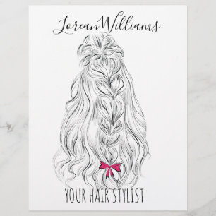 Long wavy hair with a bow  Hairstyling branding Flyer