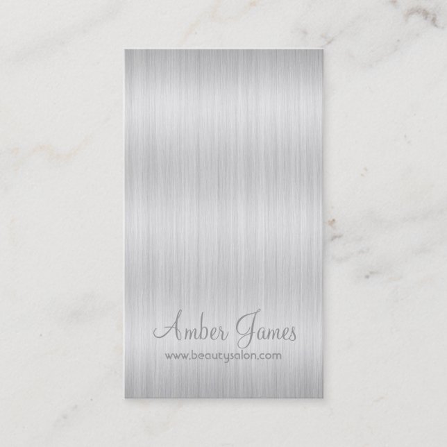 Long Wavy White Hair Colourist Business Card (Front)