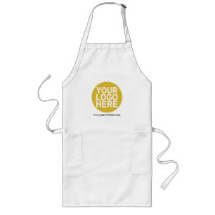 Long White Apron with Company Logo Promotional