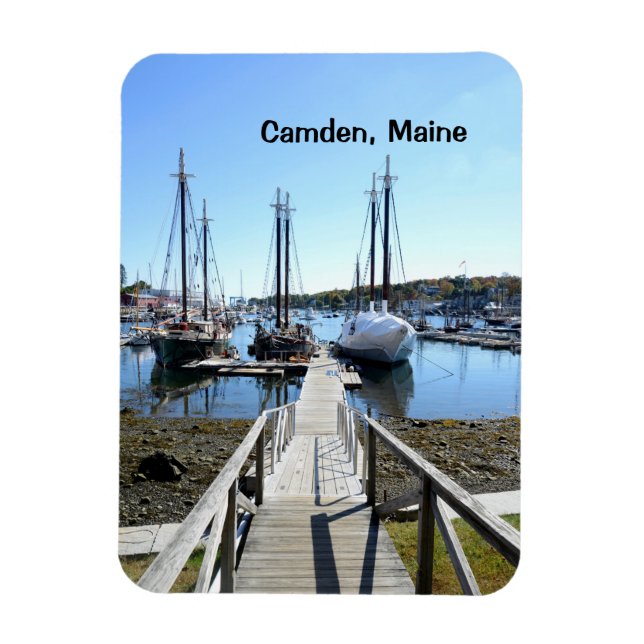 long wood dock in the harbour in Camden, Maine Magnet (Vertical)