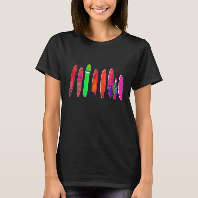 Longboard And Shortboard Abstract Colourful Surfbo T-Shirt (Front)