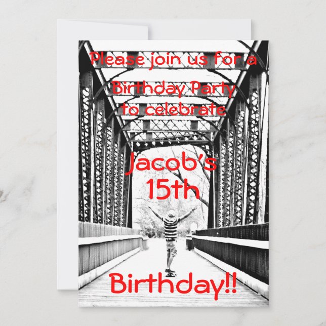 Longboard Birthday Party Invitation (Front)