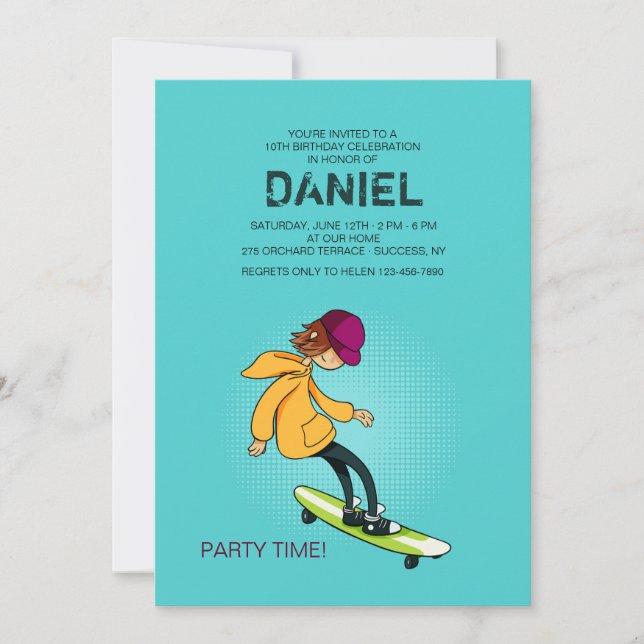Longboard Boy Invitation (Front)