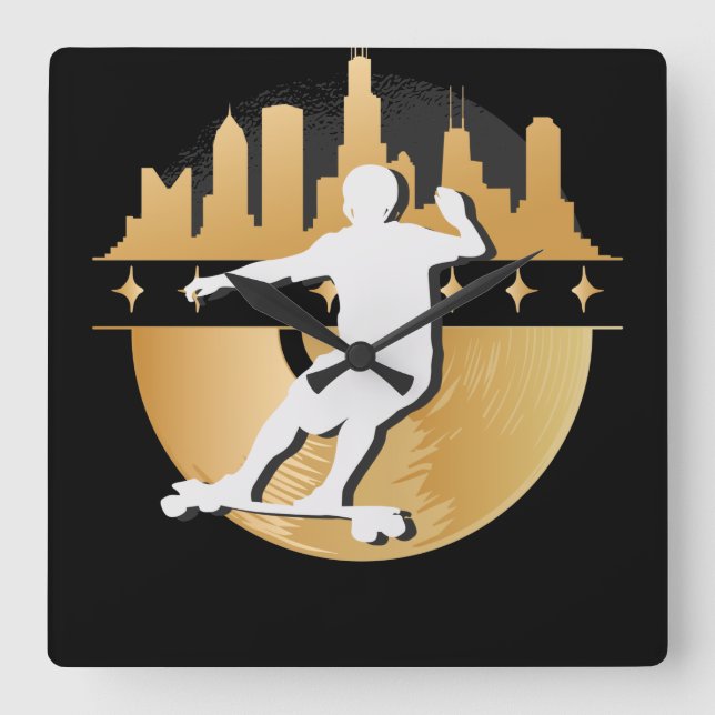 Longboard Downhill, Urban & Lifestyle Square Wall Clock (Front)