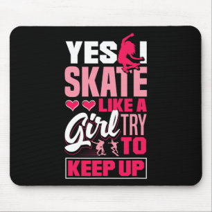 Longboard Freeboard Skateboarding Female Skater Mouse Mat