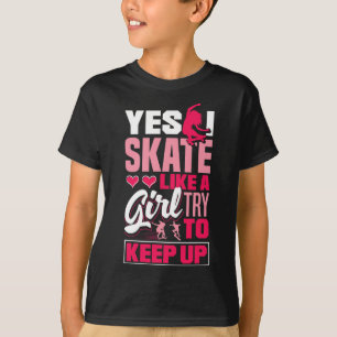 Longboard Freeboard Skateboarding Female Skater  T-Shirt