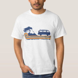 'Longboard' Retro Surf Tee in Blue & Orange