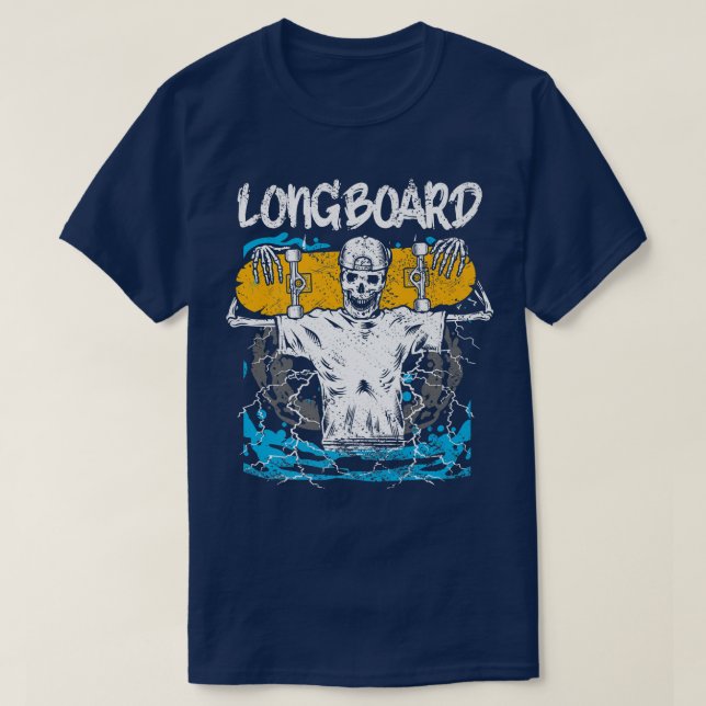 Longboard Skeleton Skating Skateboard Rolling Roll T-Shirt (Design Front)