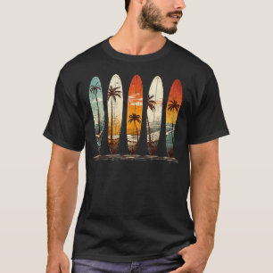 Longboard Surfboards Retro Vintage Style Palms Bea T-Shirt