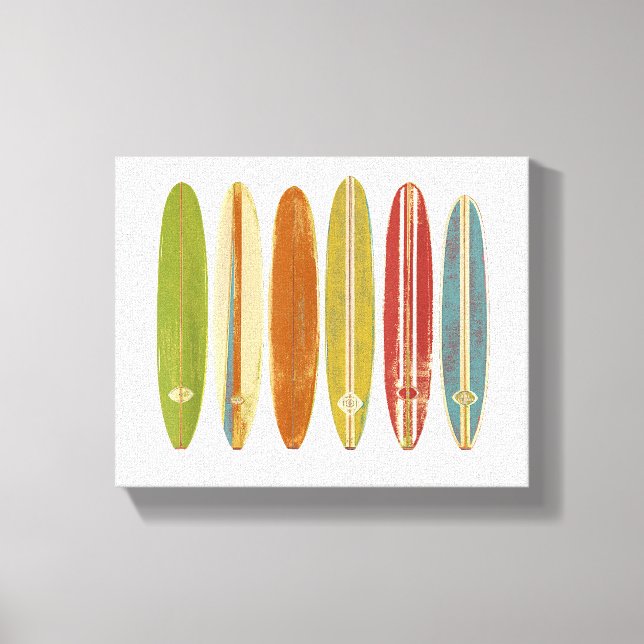 Longboard Surfboards Vintage Retro Style Surfing Canvas Print (Front)