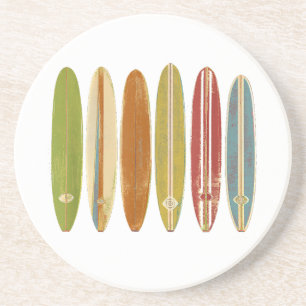Longboard Surfboards Vintage Retro Style Surfing Coaster