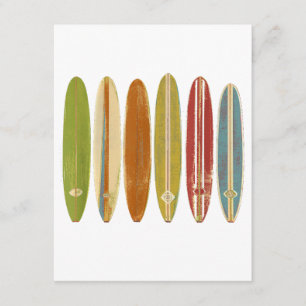 Longboard Surfboards Vintage Retro Style Surfing Enclosure Card