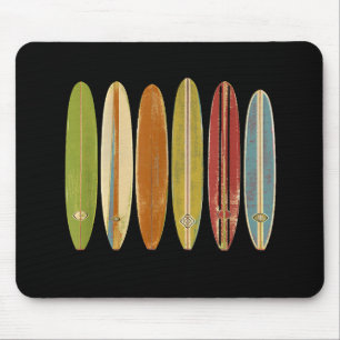Longboard Surfboards Vintage Retro Style Surfing Mouse Mat
