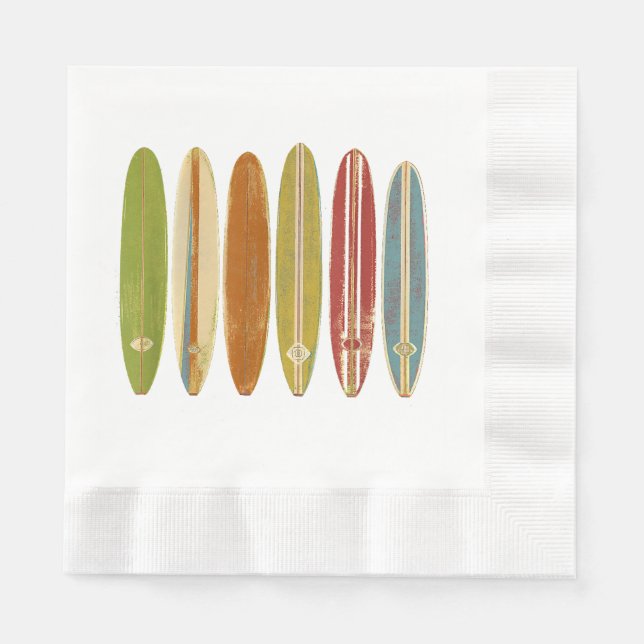 Longboard Surfboards Vintage Retro Style Surfing Napkin (Front)