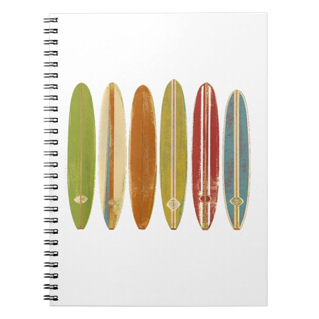 Longboard Surfboards Vintage Retro Style Surfing Notebook (Front)