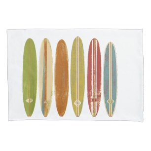 Longboard Surfboards Vintage Retro Style Surfing Pillowcase