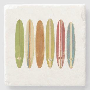 Longboard Surfboards Vintage Retro Style Surfing Stone Coaster