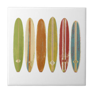 Longboard Surfboards Vintage Retro Style Surfing Tile