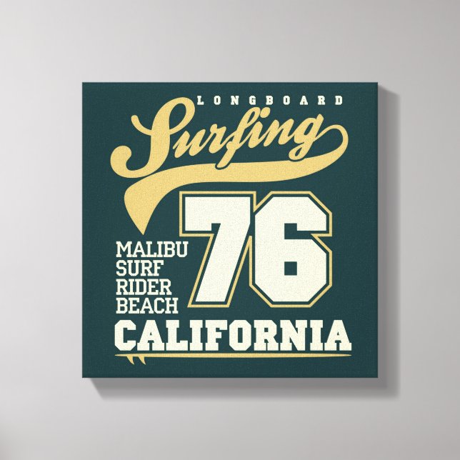 Longboard Surfing | California 76 Canvas Print (Front)