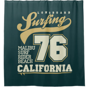 Longboard Surfing California 76 Shower Curtain