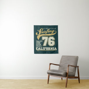 Longboard Surfing   California 76 Tapestry