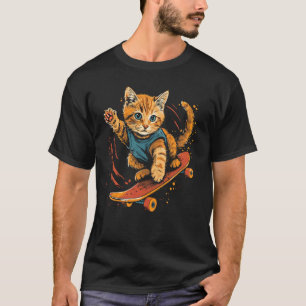 Longboarder Cat on Longboarding T-Shirt