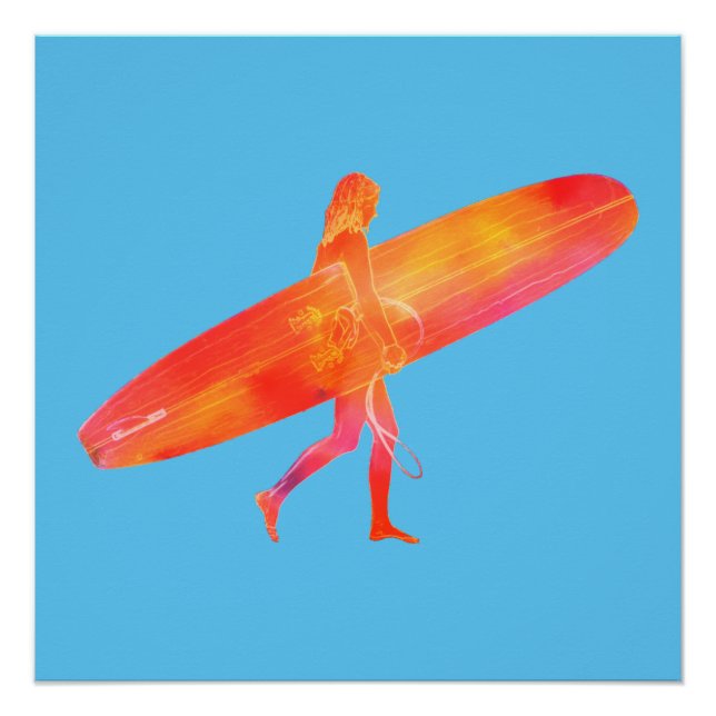 Longboarding Surf Girl        Poster (Front)