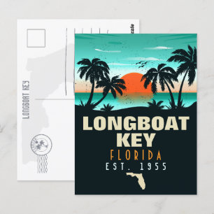 Longboat Key Florida Retro Sunset Souvenirs 60s Postcard
