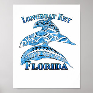 Longboat Key Florida Vacation Tribal Dolphins Poster