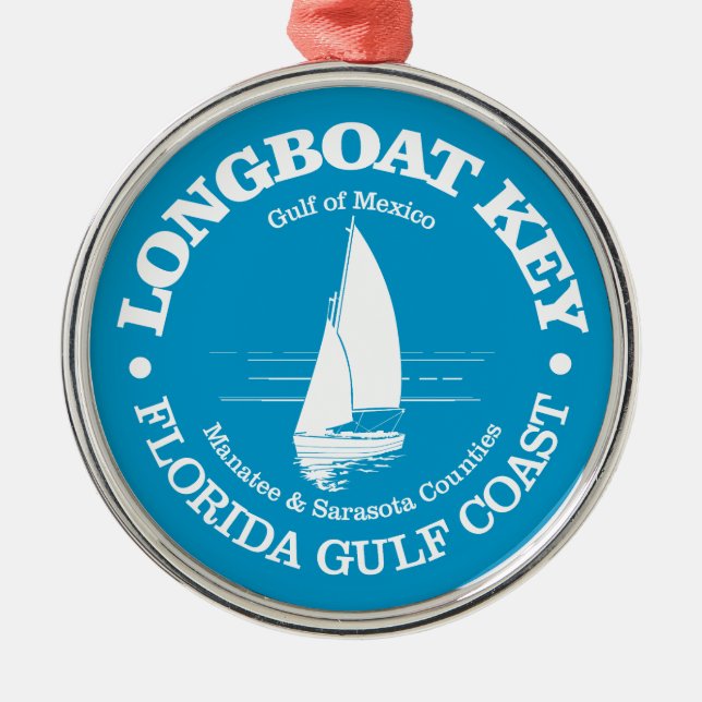 Longboat Key (sailboat) Metal Tree Decoration (Front)