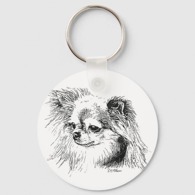 Longcoat chihuahua key ring (Front)