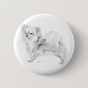 Longcoat chihuahua - standing 6 cm round badge