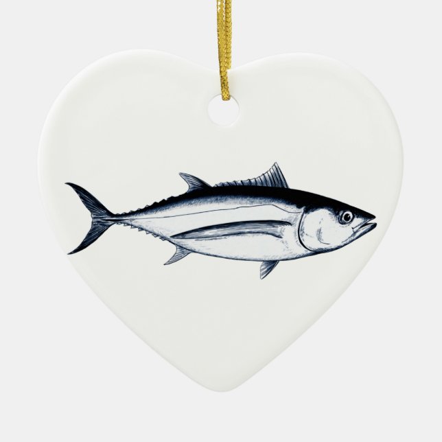 Longfin Albacore Tuna Logo Ceramic Tree Decoration (Front)