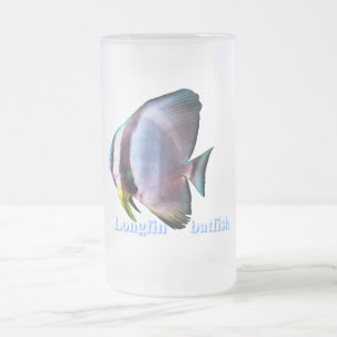 Longfin batfish cut-out frosted glass beer mug