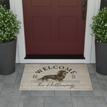 Longhair Dachshund Custom Family Name Welcome