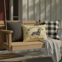 Longhair Dachshund Custom Family Name Welcome