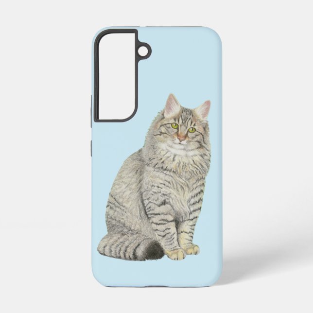 Longhair Tabby Cat Samsung Galaxy S22 Case (Back)