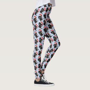 Longhaired Black and Tan Dachshund Santa Christmas Leggings