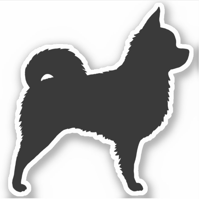 Longhaired Chihuahua Cute Dog Breed Silhouette (Front)