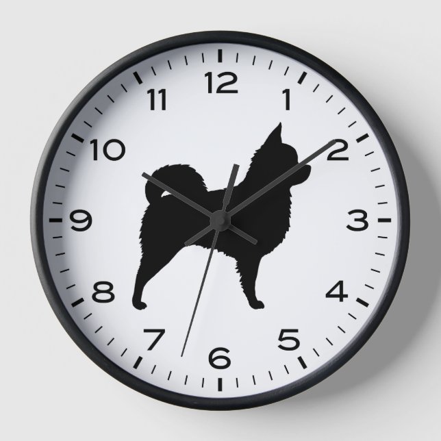 Longhaired Chihuahua Dog Silhouette Clock (Front)