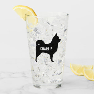 Longhaired Chihuahua Dog Silhouette Personalised Glass