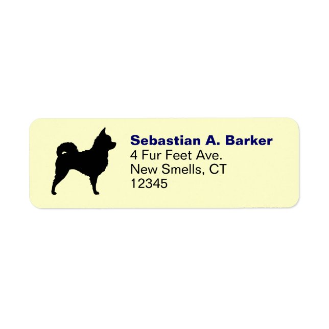 Longhaired Chihuahua Dog Silhouette Return Address (Front)