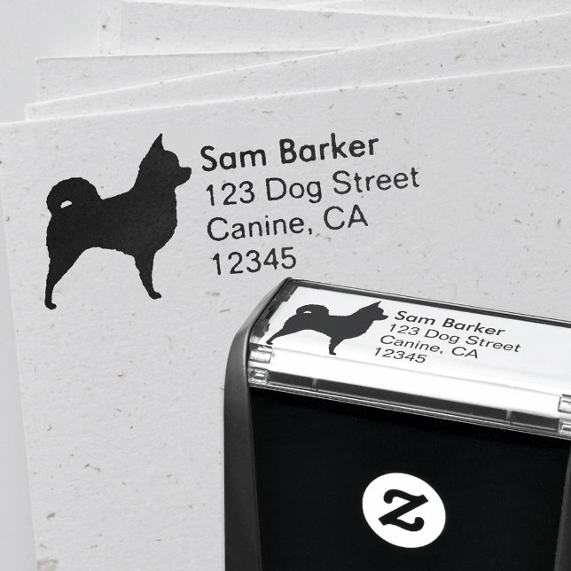 Longhaired Chihuahua Silhouette Return Address Self-inking Stamp (Creator Uploaded)